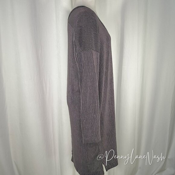 Lush Ribbed Knit Tunic Sweater Dress Size M Gray - Picture 5 of 10